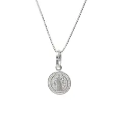 ANDREA COGGIOLA JOYAS - Collar Medalla San Benito Veneciana Plata Fina 925
