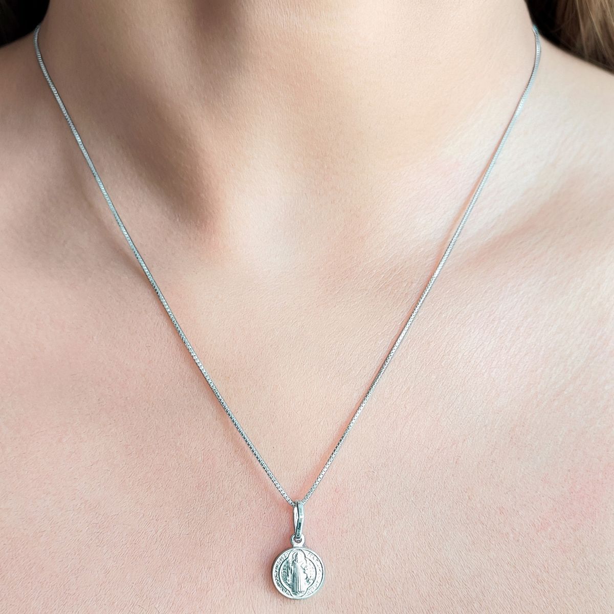 COGGIOLA - Collar Medalla San Benito Veneciana Plata Fina 925
