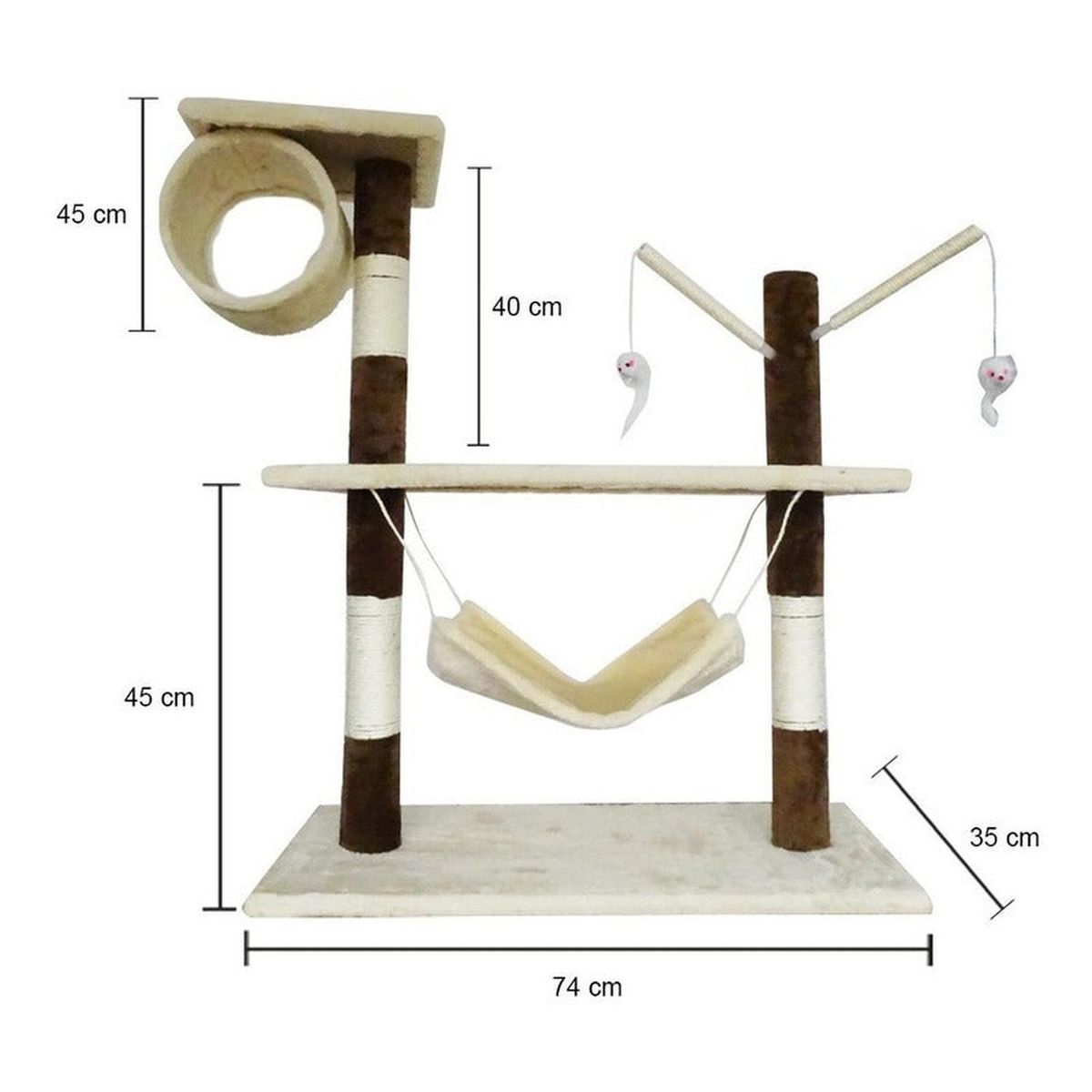 GENERICO - Rascador Interactivo Para Gatos De Tres Pisos Con Hamaca