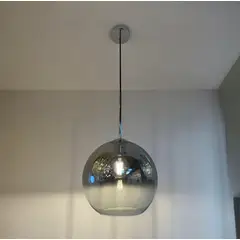 GENERICO - LAMPARA ESFERA DE VIDRIO AHUMADO 30CM DETALLES PLOMO