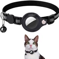 Collar Correa Con Funda Para Airtag Localizar Gato Perro Negro