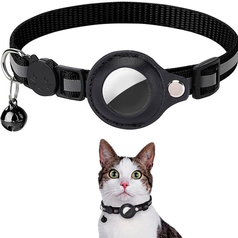 GENERICO - Collar Correa Con Funda Para Airtag Localizar Gato  Perro Negro