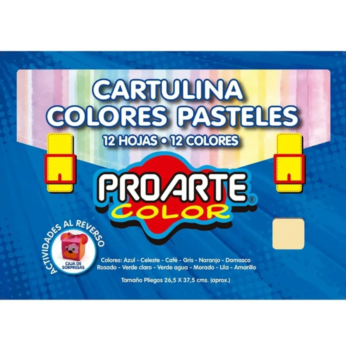 GENERICO - Cartulina De Colores Pasteles Pro Arte Color 12 Hojas