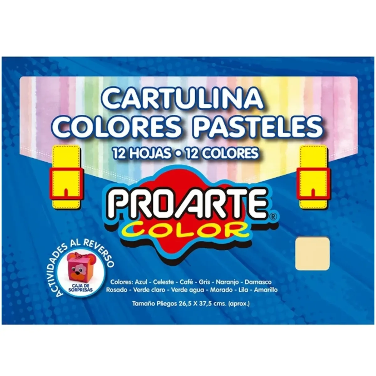 GENERICO - Cartulina De Colores Pasteles Pro Arte Color 12 Hojas