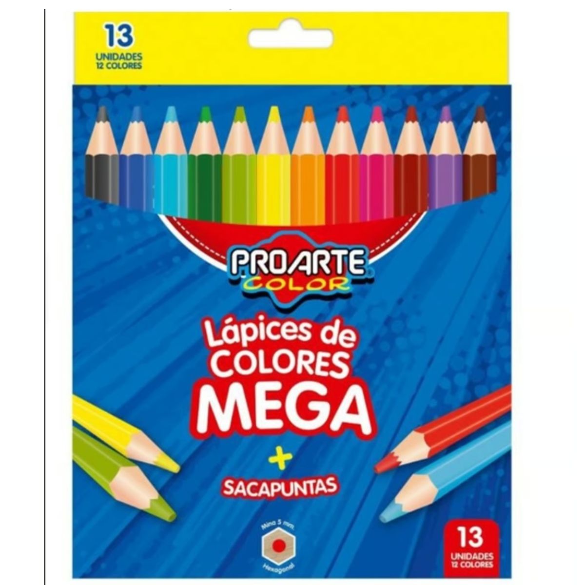 GENERICO - Lapicez De Colores Mega + Sacapuntas Pro Arte De 13 Unidades
