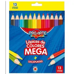 GENERICO - Lapicez De Colores Mega + Sacapuntas Pro Arte De 13 Unidades