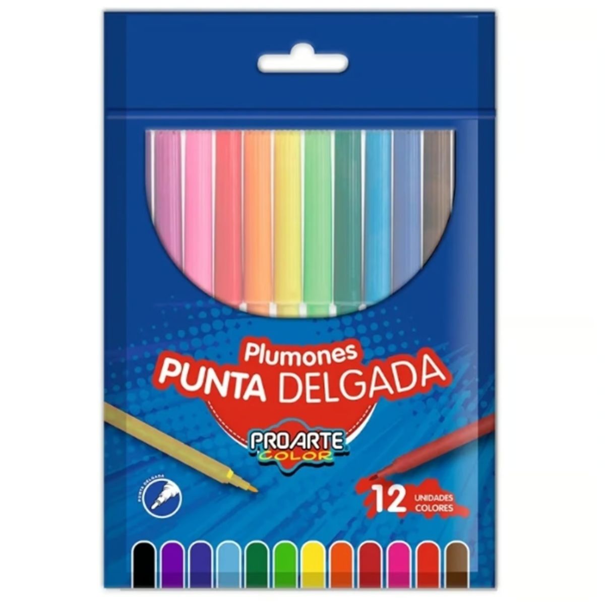 GENERICO - Plumones De Punta Delgada Pro Arte Multicolor 12 Unidades