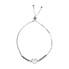 COGGIOLA - Pulsera Corazón Huella Plata Fina 925 Adaptable