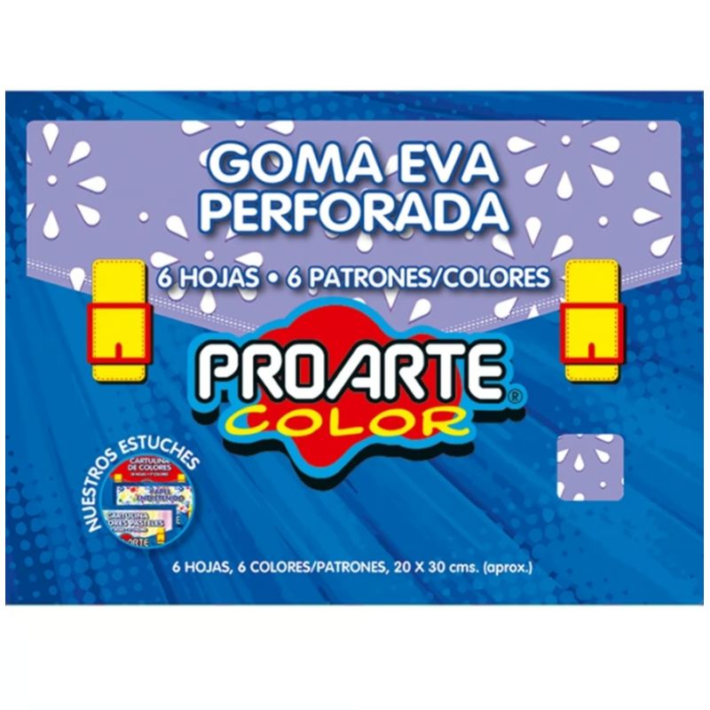 GENERICO - Block Goma Eva Perforada Pro Arte Color 6 Hojas 6 Patrones