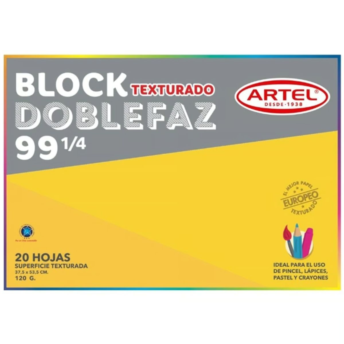 GENERICO - Block De Dibujo Doblefaz Texturado De 20 Hojas
