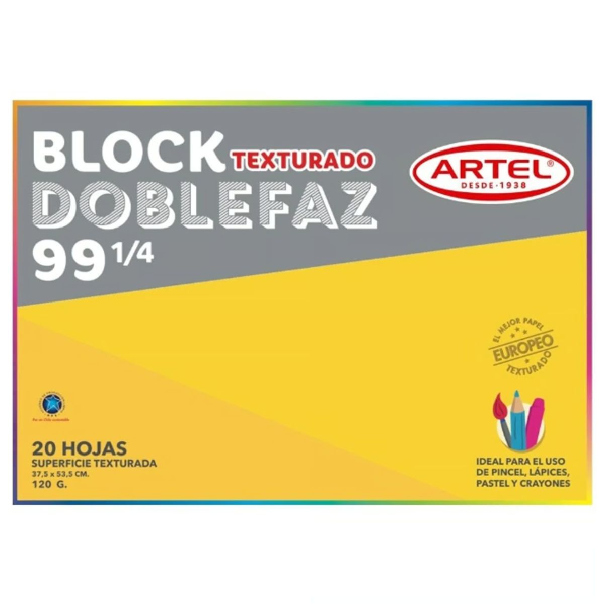 GENERICO - Block De Dibujo Doblefaz Texturado De 20 Hojas