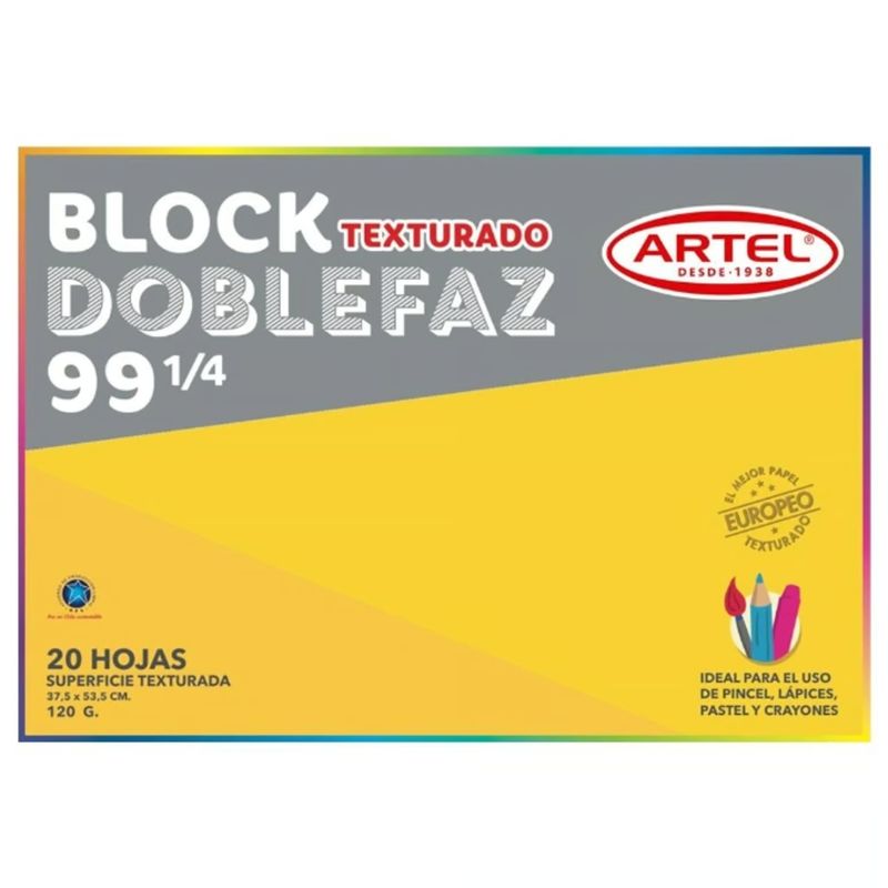 GENERICO - Block De Dibujo Doblefaz Texturado De 20 Hojas
