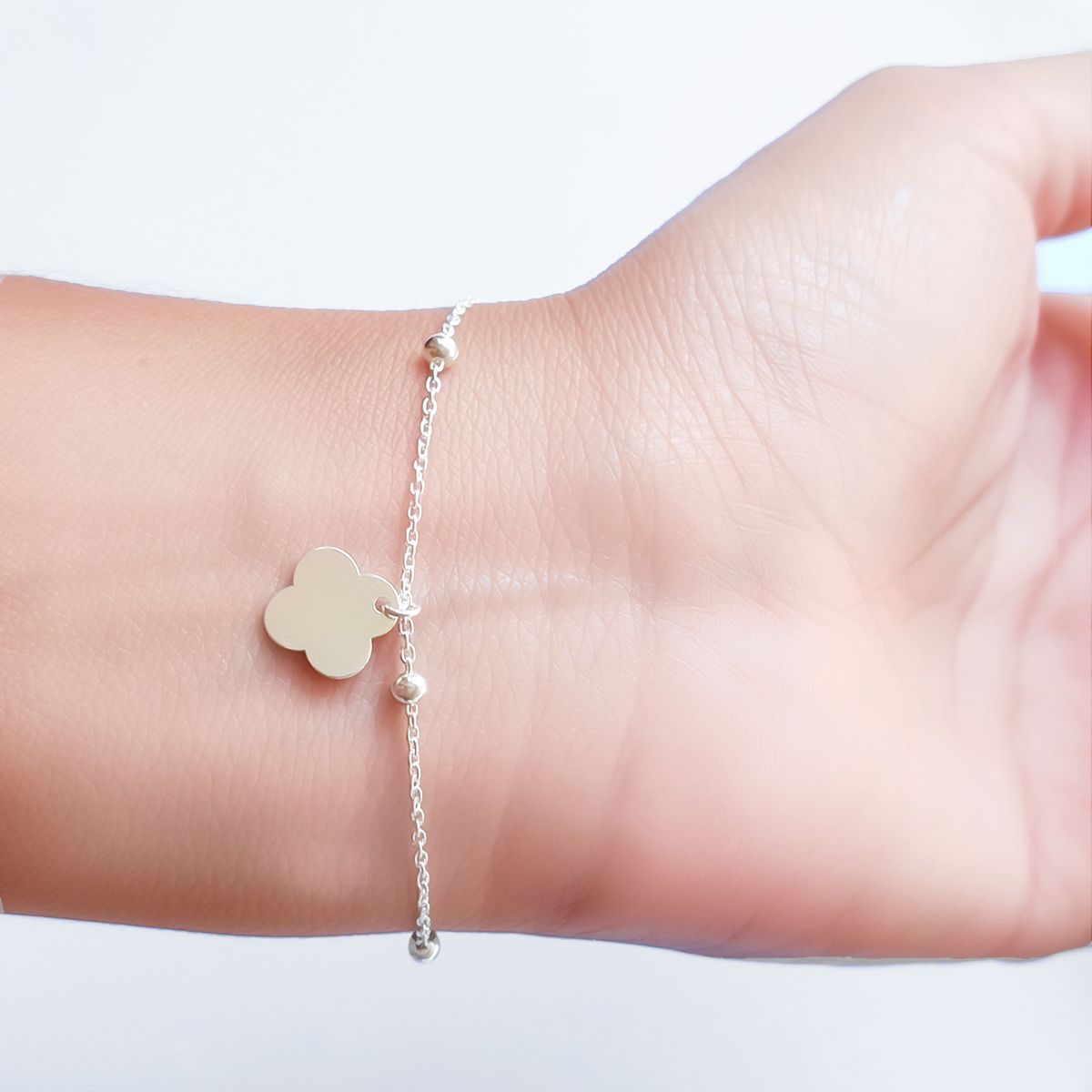 COGGIOLA - Pulsera Trébol Bolitas Plata Fina 925