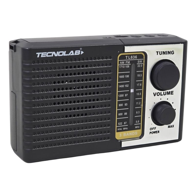 TECNOLAB - Mini Radio Solar Recargable Tecnolab TL653 USB/SD 8 Bandas