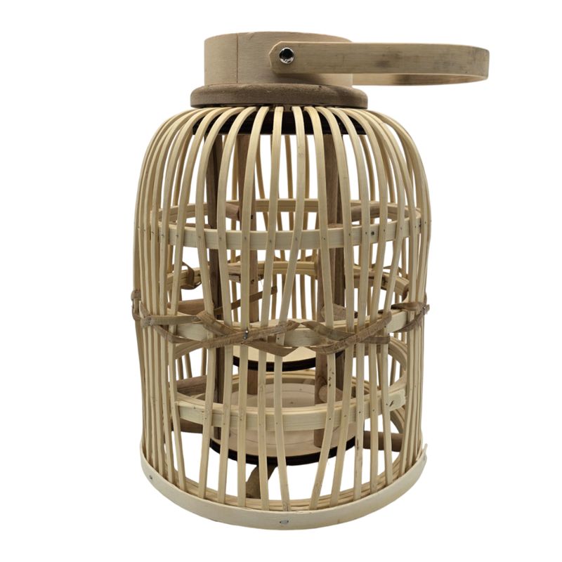 GENERICO - Candelabro De Bambu Natural Porta Vela Nordico Farol 30 CM