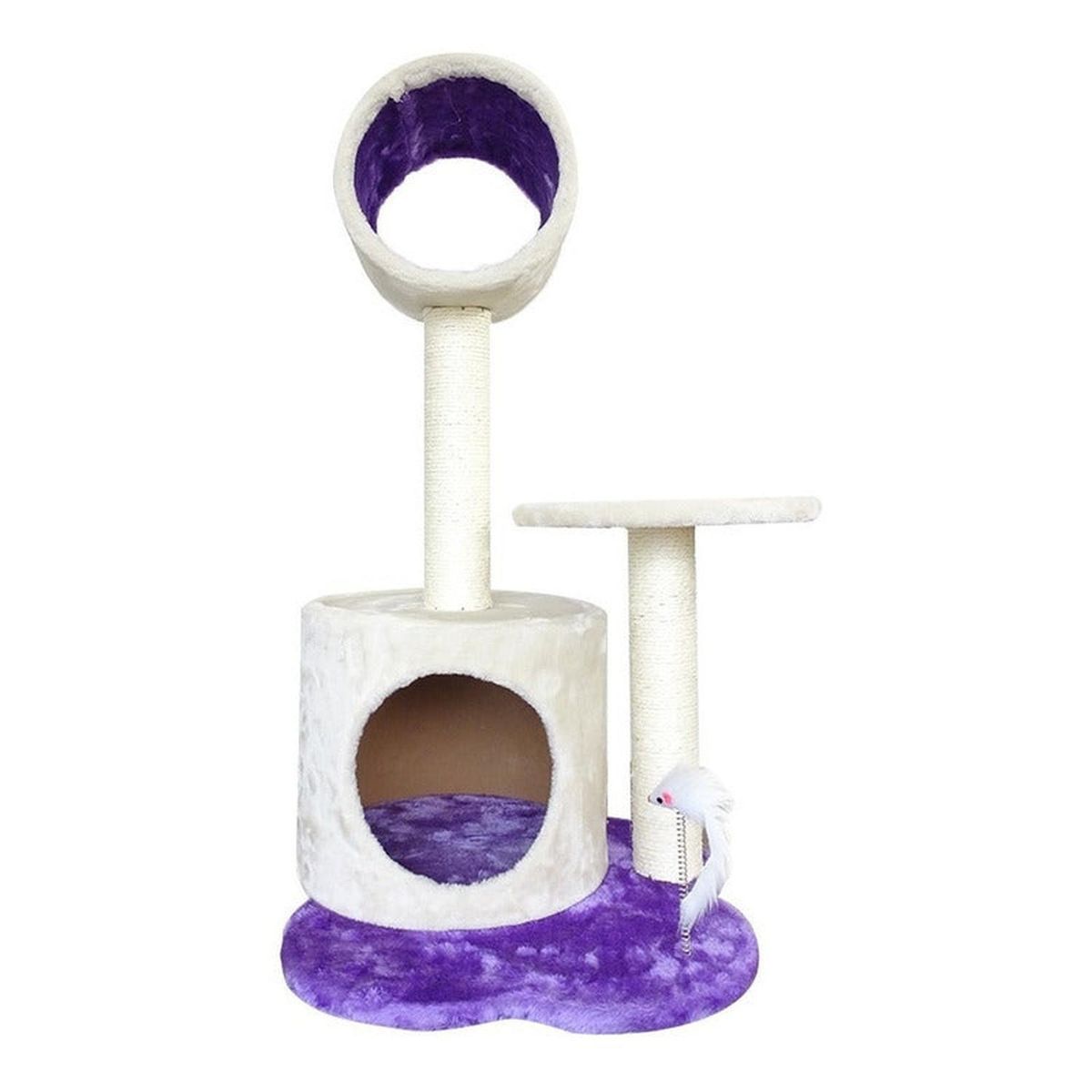 GENERICO - Rascador Interactivo Para Gatos Doble Piso Con Juguete Raton