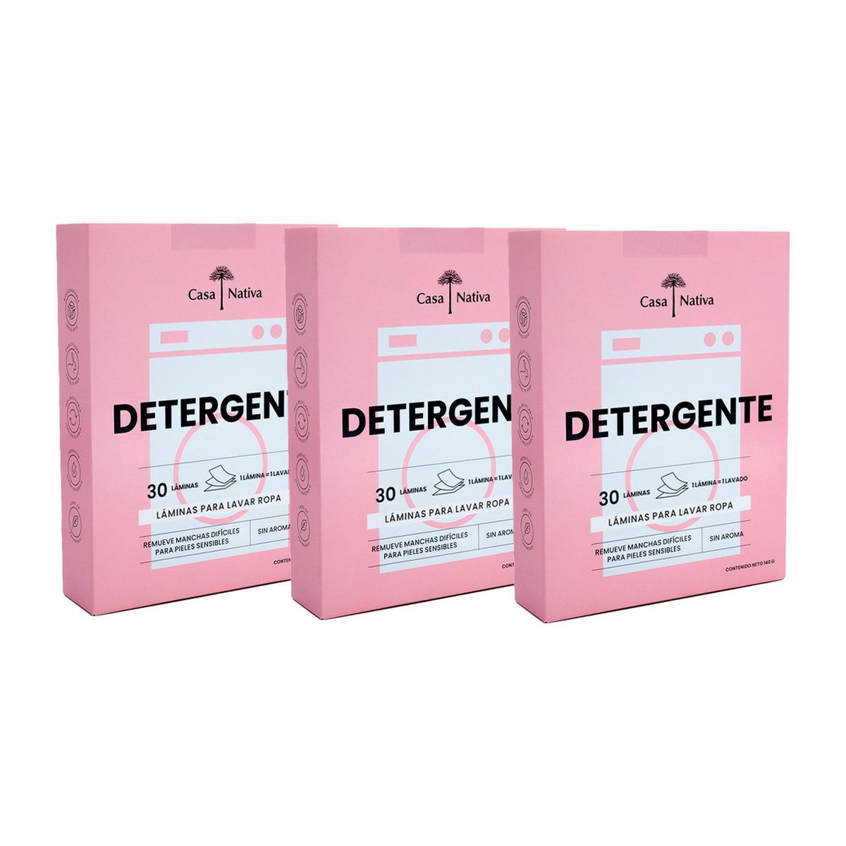 CASA NATIVA - Pack Triple Detergente Láminas Sin Aroma