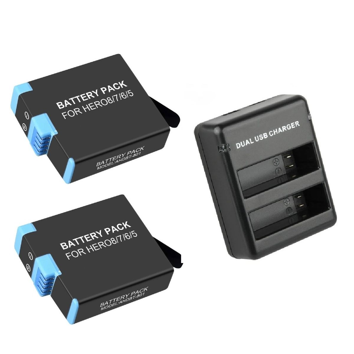 GENERICO - KIT 2 BATERÍAS + CARGADOR GOPRO 8 ALTERNATIVA