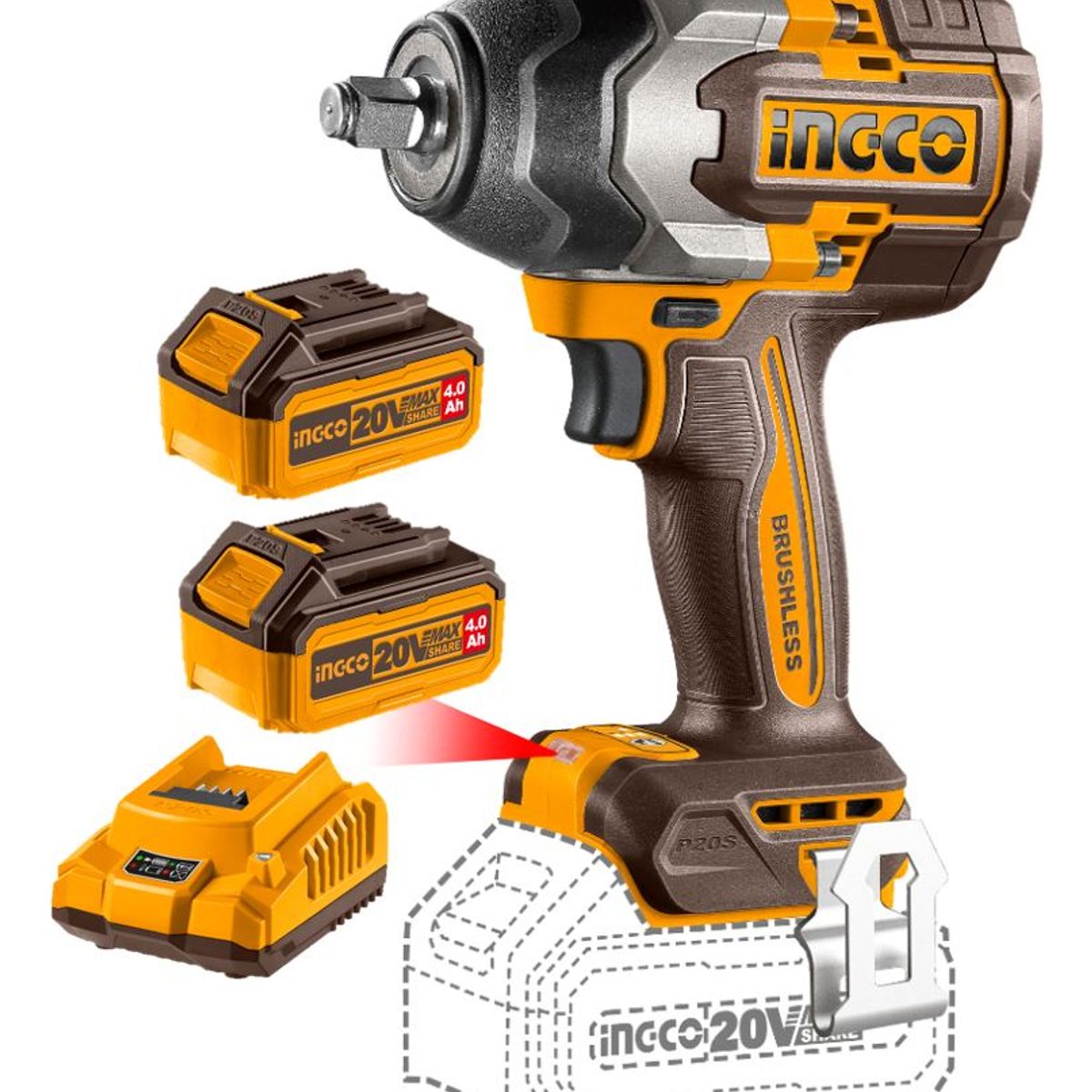 INGCO - Llave De Impacto Inalámbrica 20v 850nm Ignco Ciwli2085