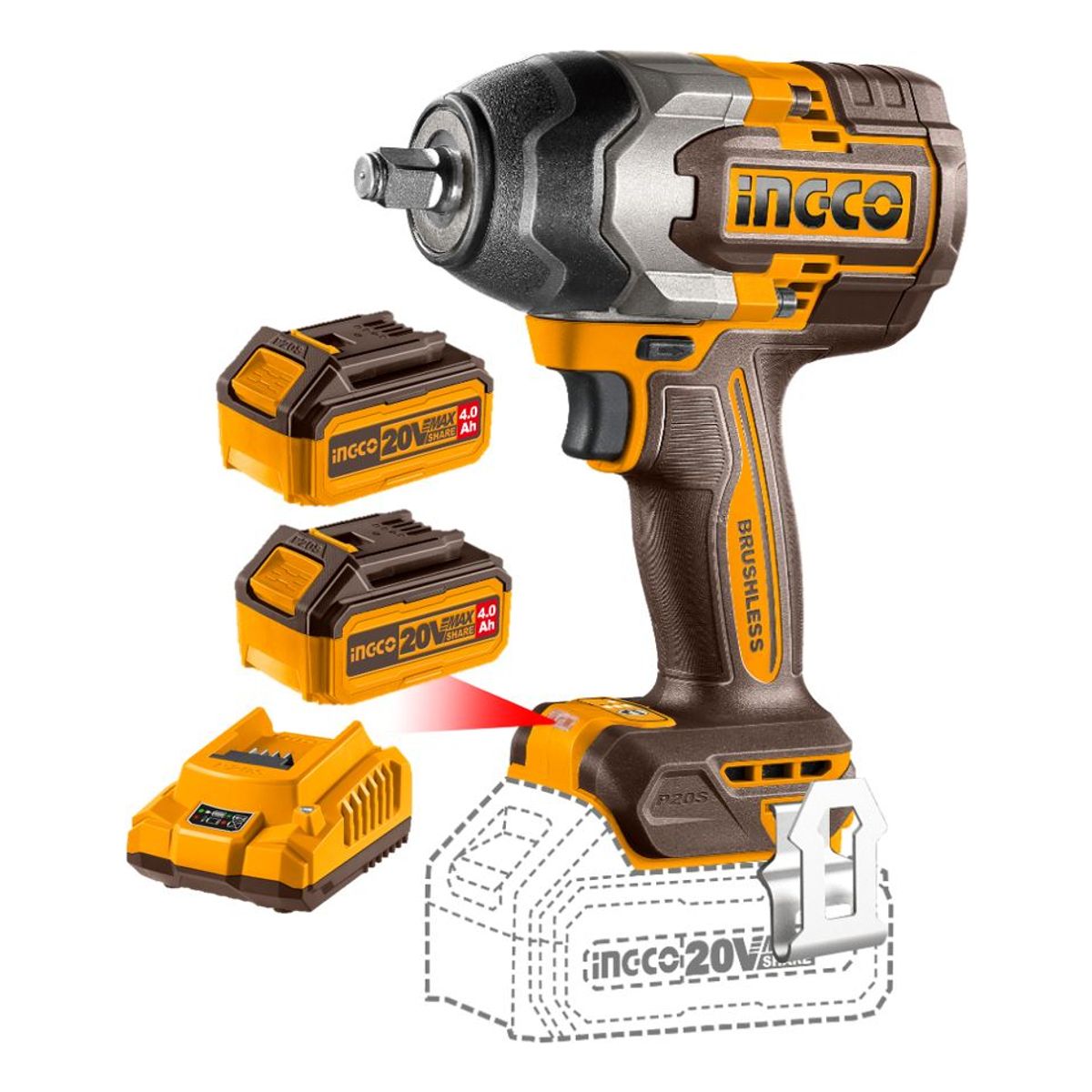 INGCO - Llave De Impacto Inalámbrica 20v 850nm Ignco Ciwli2085