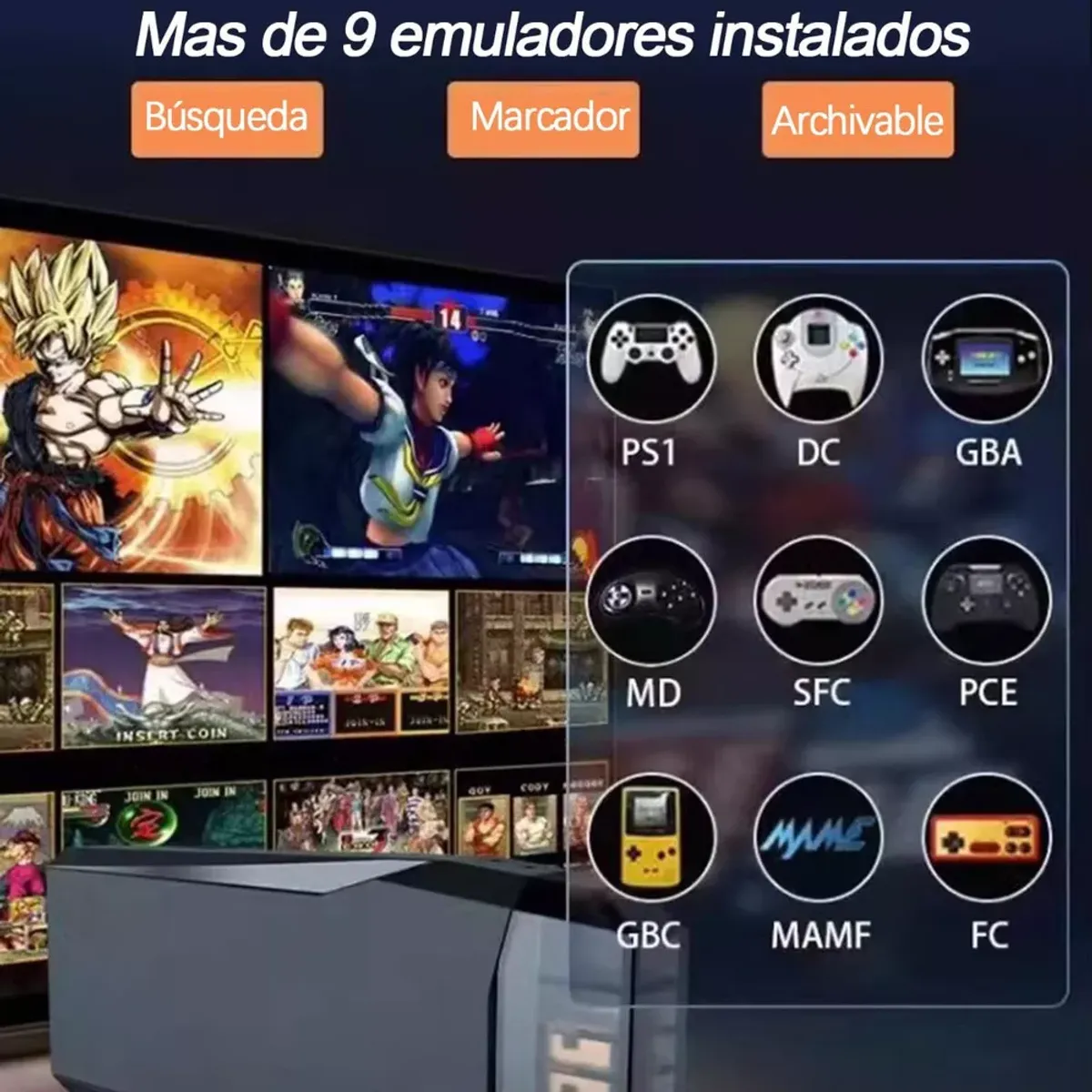 GENERICO - Game Stick 4K con 2 Controles Inalámbricos Pendrive de Juegos