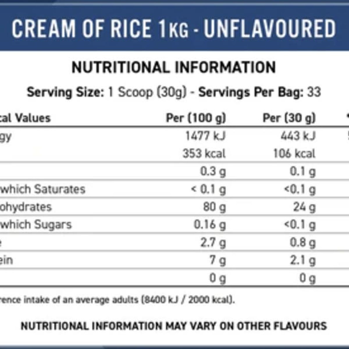 APPLIED NUTRITION - Cream of Rice Applied Nutrition 2.2 Libras 33 Servicios. TOFFEE