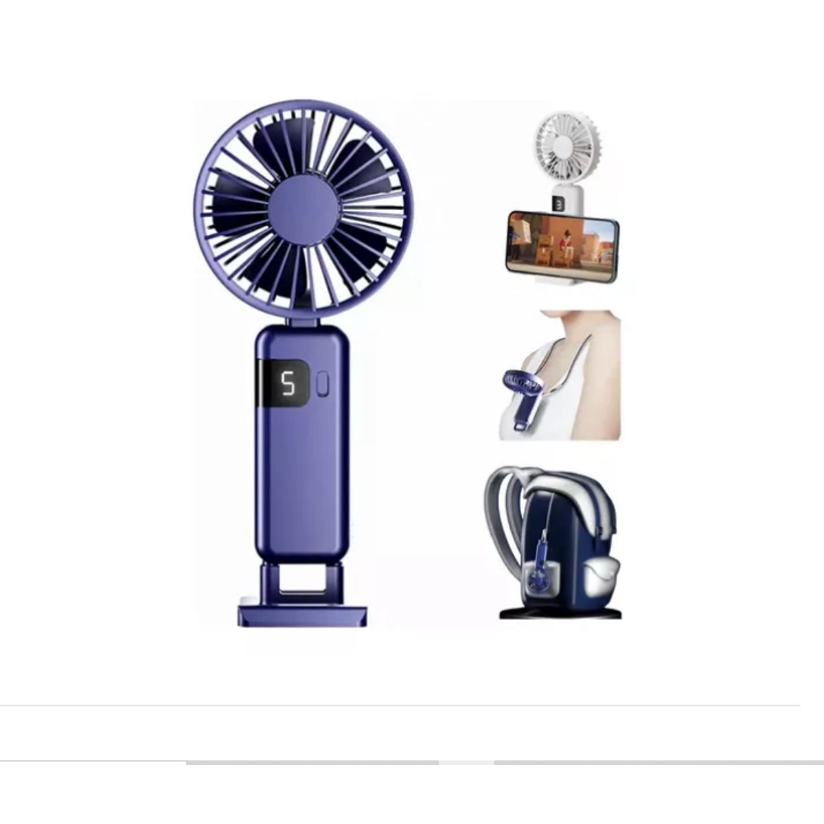 GENERICO - Ventilador De Mesa Portátil Usb Recargable 5 Velocidades