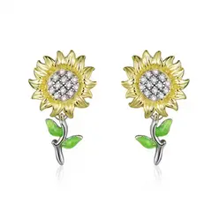 GENERICO - Aros Girasol plata 925 joya mujer juvenil