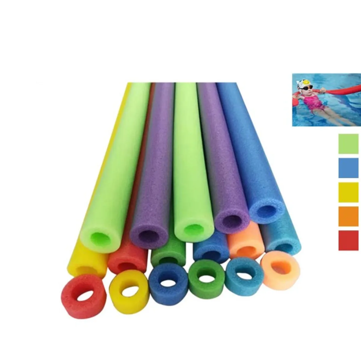 GENERICO - FLOTADOR PERFORADO DISEÑO FIDEO COLOR LISO 150X6CM VERANO