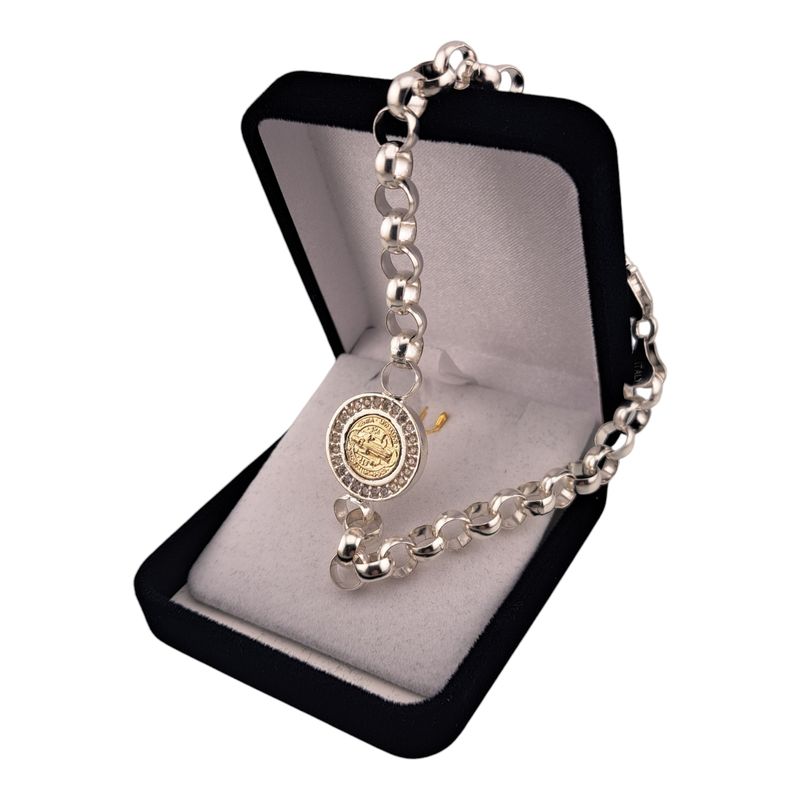 GENERICO - Pulsera san benito  plata gruesa mujer