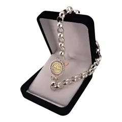 GENERICO - Pulsera san benito plata gruesa mujer
