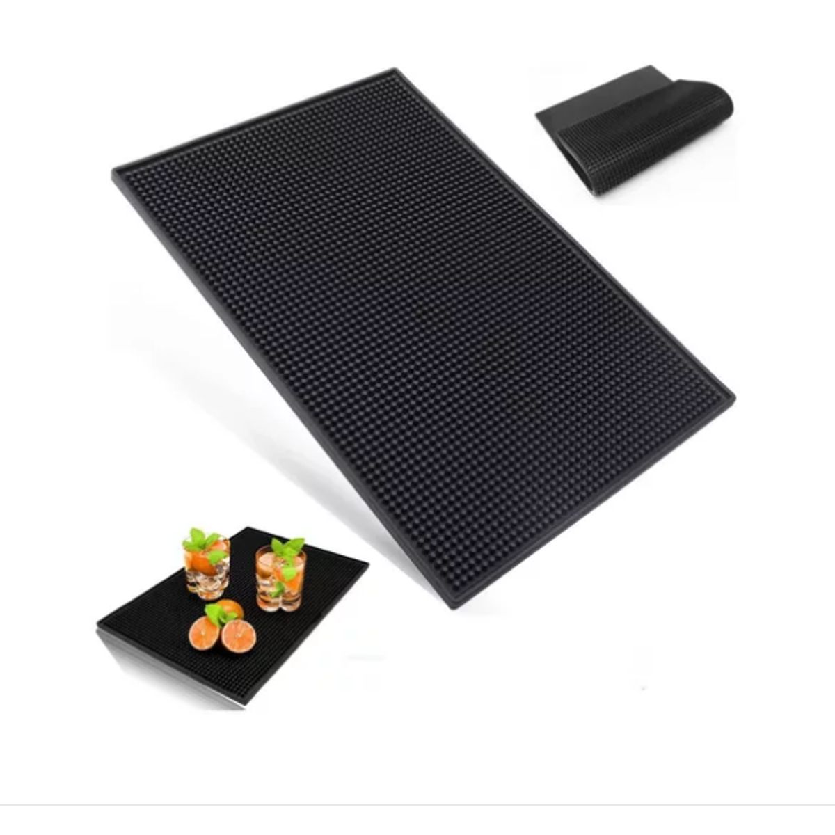 GENERICO - Goma Bar Negra 45 X 30 Cm Escurridor Vaso Copas