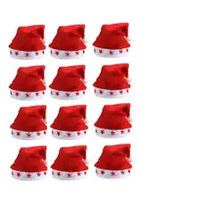 GENERICO - Pack X12 Gorros Navideño Con Luz Viejo Pascuero Navidad Rojo