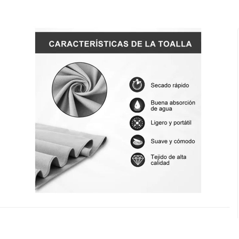 GENERICO - Toalla De Baño Viaje Deportiva Microfiba Secado Rápido 3pcs