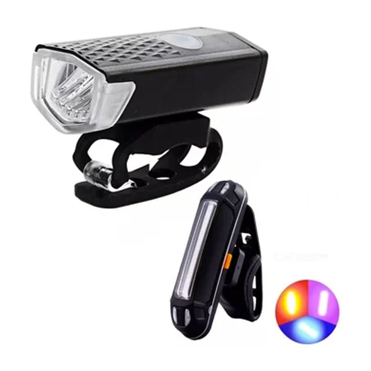 GENERICO - Luz bici led blanca delantera con 3 modos + luz trasera usb