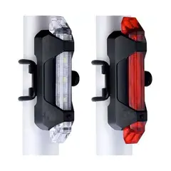 GENERICO - Pack 2 Luces Bici Recargables Usb Delantera + Trasera 5 Led