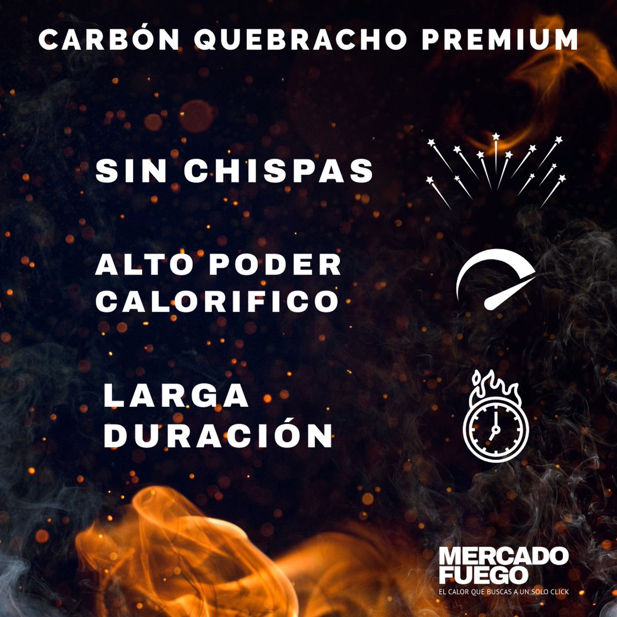 GENERICO - Carbón 100% Quebracho Blanco Premium Saco 15 Kg. Sin Chispa