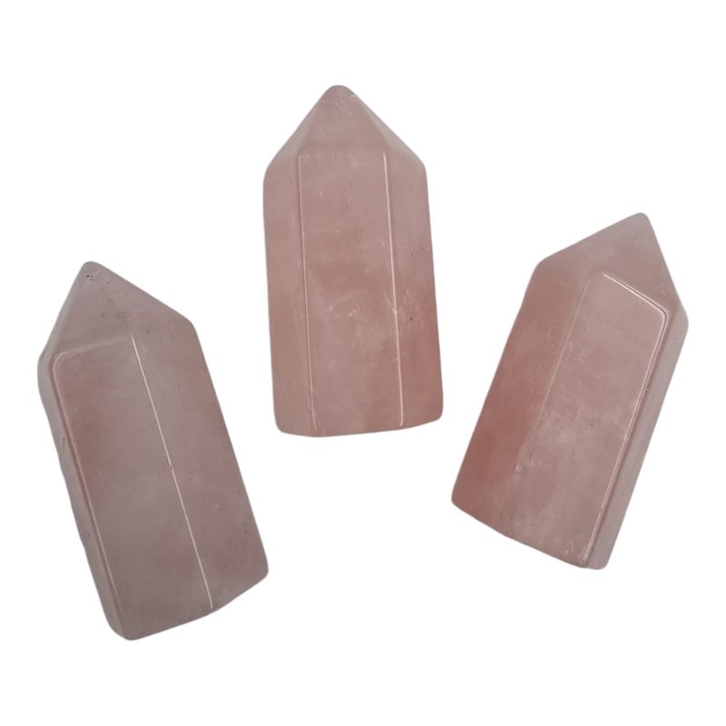 GENERICO - Pack De 3 Puntas Cuarzo Cristal Rosado Obelisco Para Gemoterapia