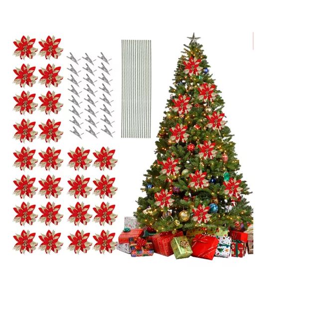 GENERICO - Adornos Navideños De Flor Artificial, 24 Uds.