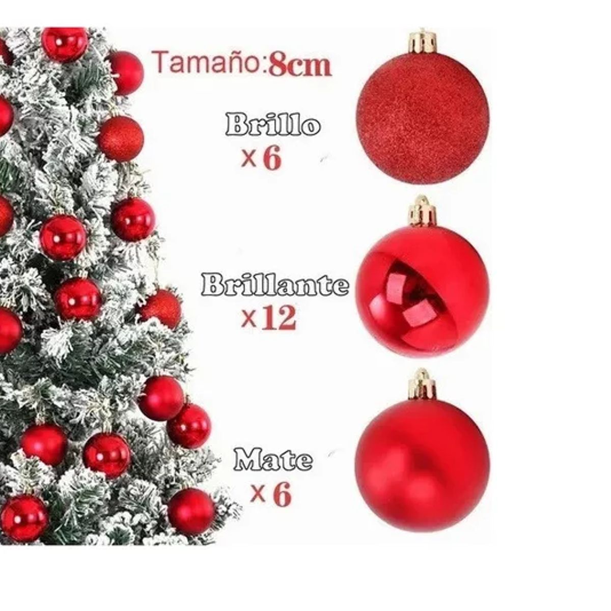 GENERICO - 24 Esferas De Navidad Caramelo Decoración Navideña Árbol 6cm