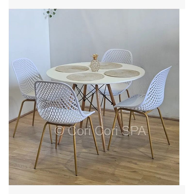 GENERICO - Comedor Mesa Eames Blanca 80cm + 4 Sillas Panal Blancas