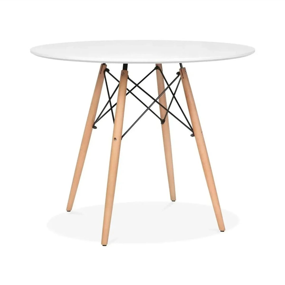 CORI CORI - Comedor Mesa Eames Blanca 80cm + 4 Sillas Panal Negra
