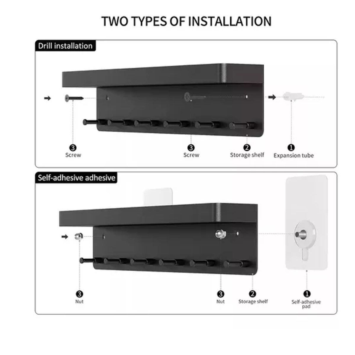 GENERICO - Modernas Flotantes Inoxidable Soporte De Pared Para Llavero