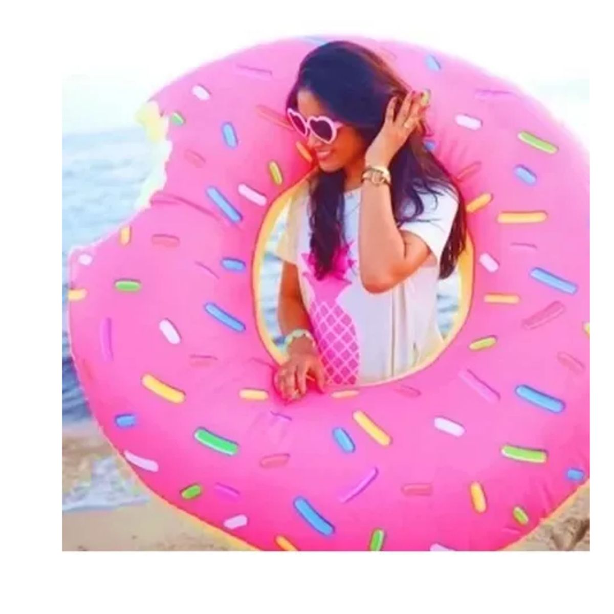 GENERICO - Flotador Dona Donuts Inflable 100cm Piscina Verano