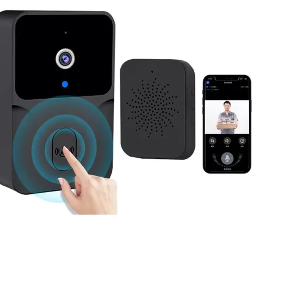 GENERICO - Timbre Inalámbrico Exterior Wifi Cámara 1080p Casa Seguridad