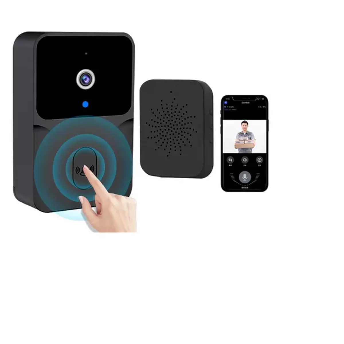 GENERICO - Timbre Inalámbrico Exterior Wifi Cámara 1080p Casa Seguridad