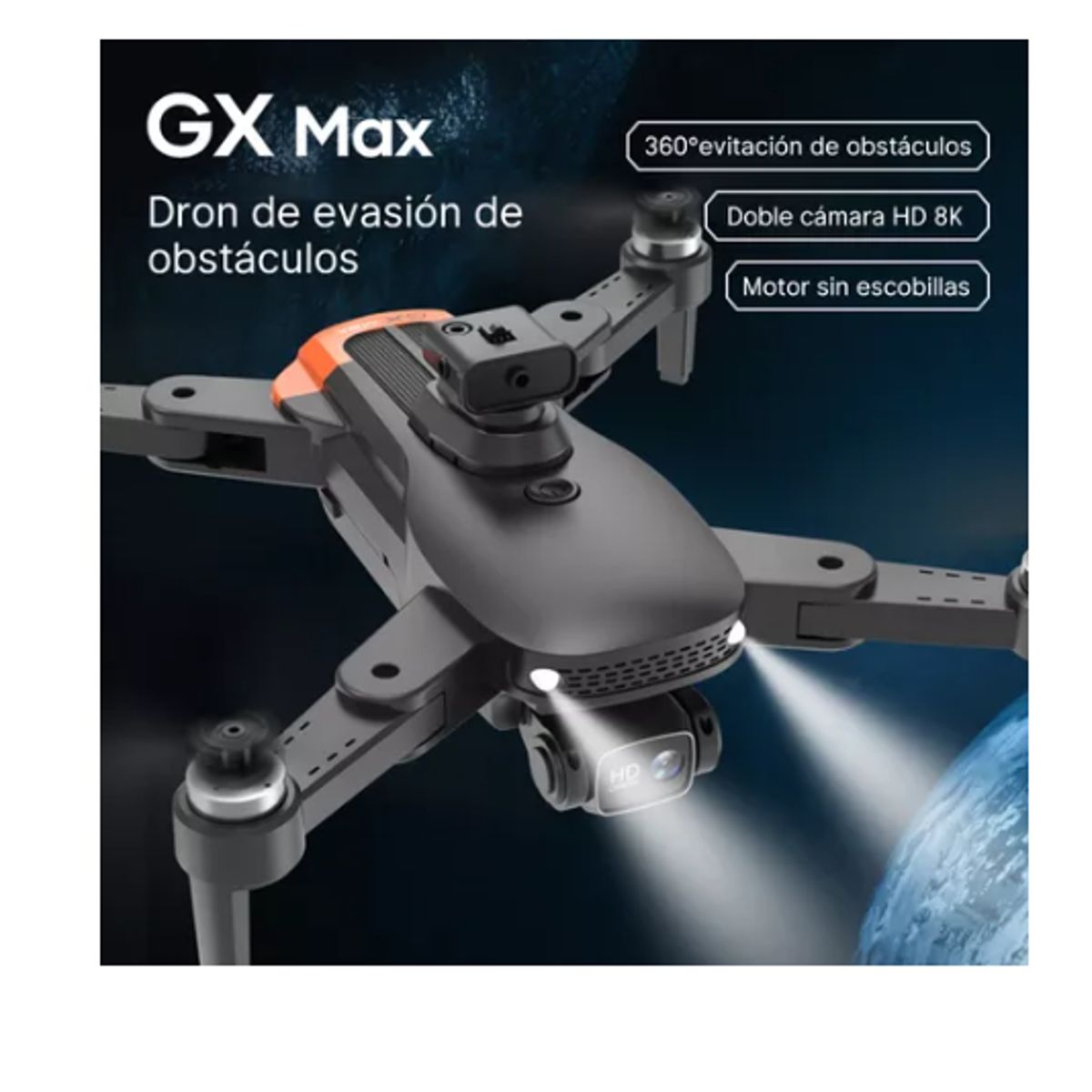 GENERICO - Drone Dual Cámara 8k 5g Fpv Obstáculos Evite 2 Baterías