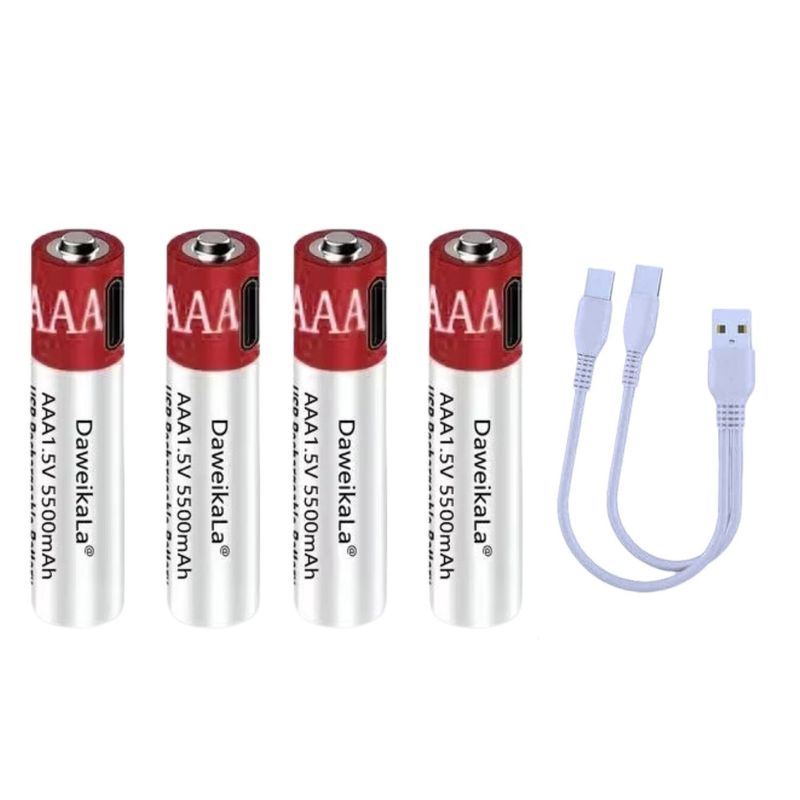 GENERICO - Batería Litio Aaa Pila Recargable 5500 Mah Usb Tipo C Pack 4