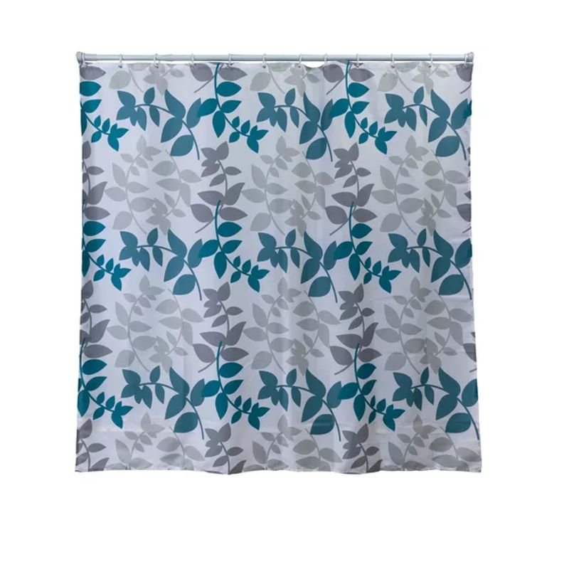 GENERICO - Cortina De Baño 180 X 180 Cm Poliéster Hojas Turquesa