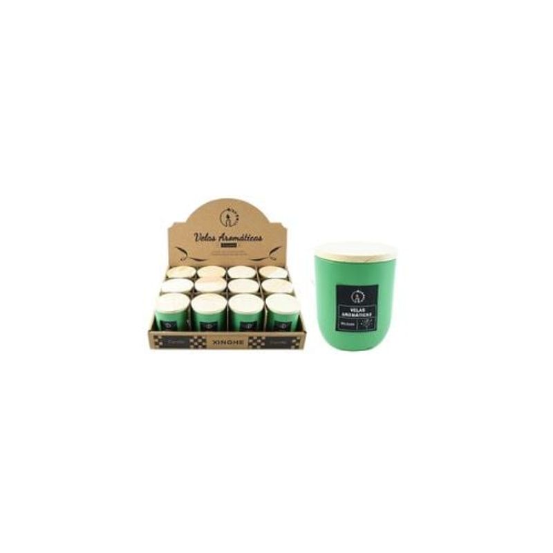 GENERICO - Vela Aromática En Vaso Verde Con Tapa 7x8cm